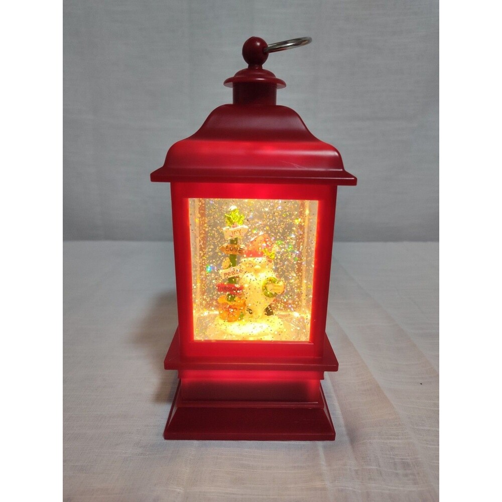 Lighted Snow Globe Water Lantern 11" Red Christmas (Santa Claus) TESTED! - Picture 1 of 6